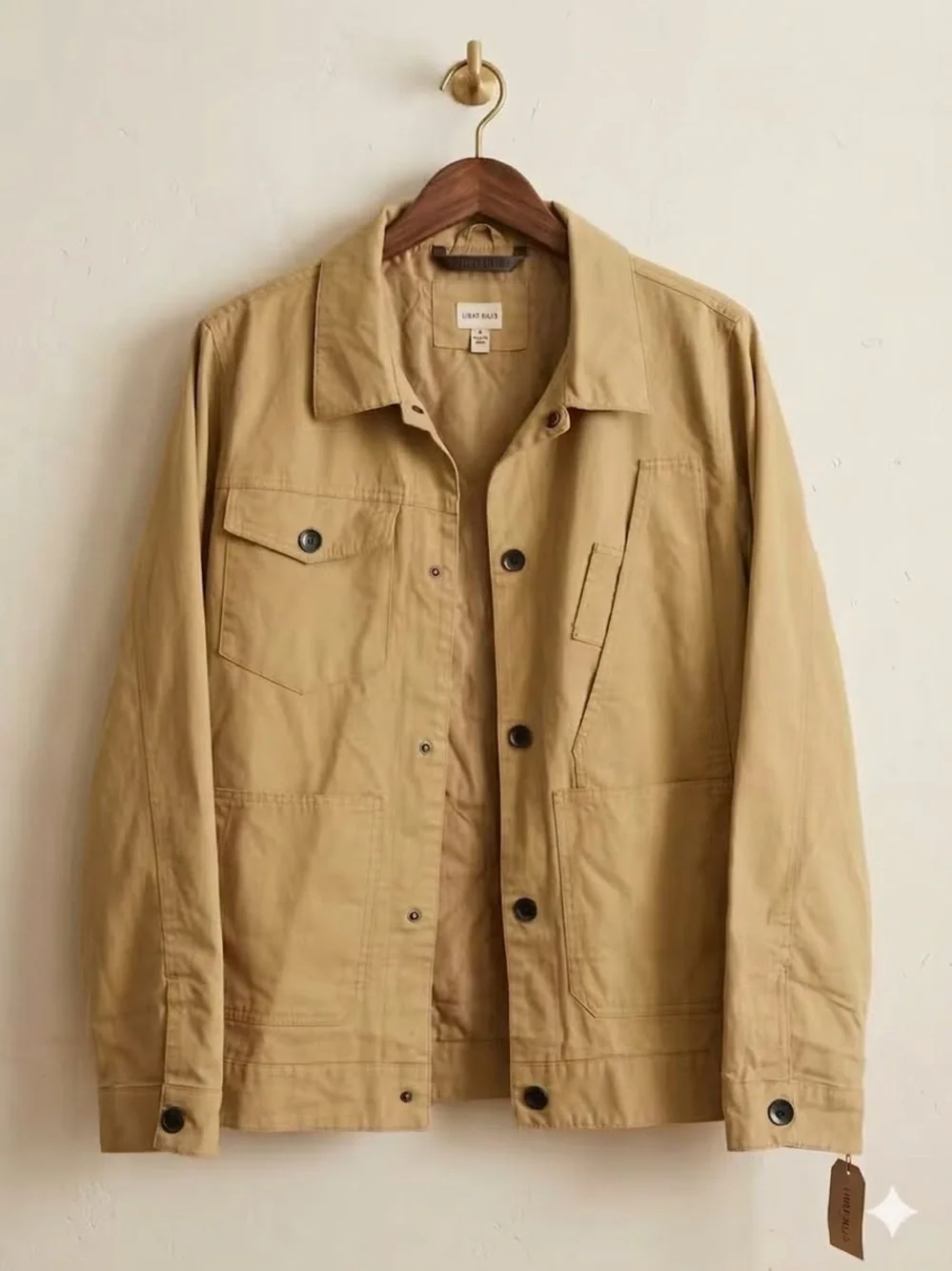 NWT Eight Bells Utility Chore Trucker Jacket - Men's Small (Tan/Khaki)